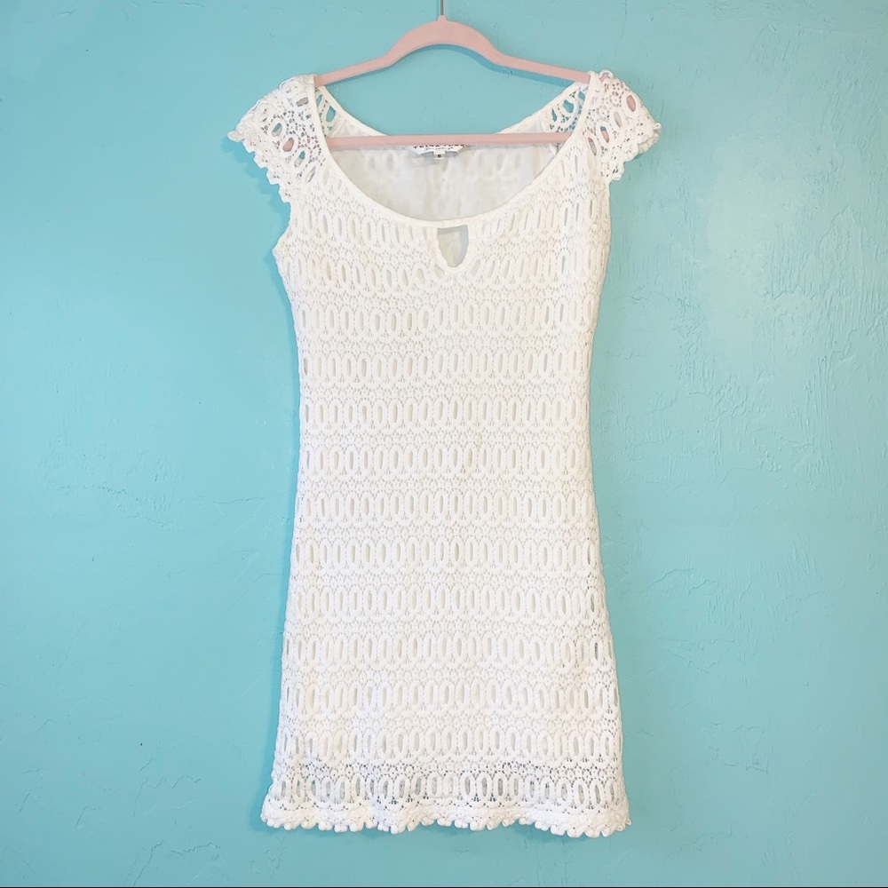 Trina Turk Crochet Keyhole White Dress 6